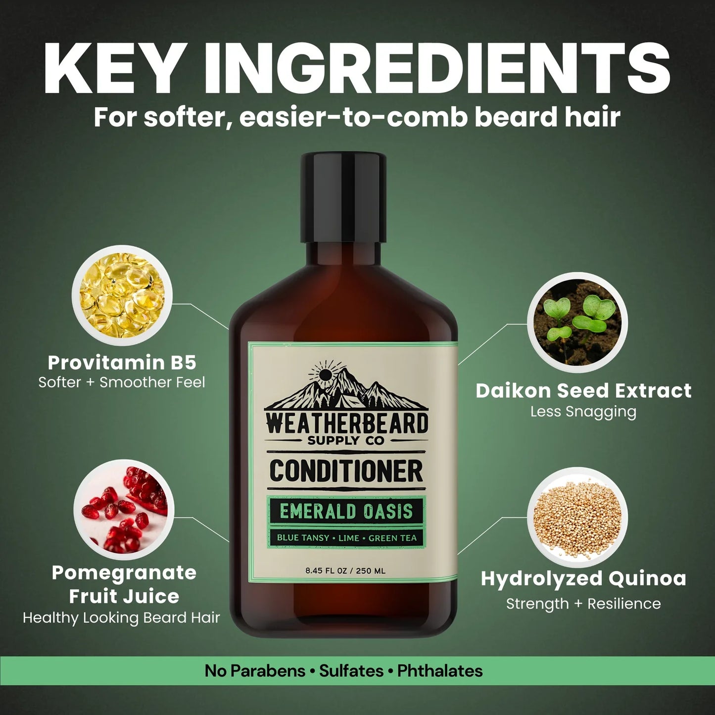 Emerald Oasis Beard Conditioner - Blue Tansy, Lime, Green Tea
