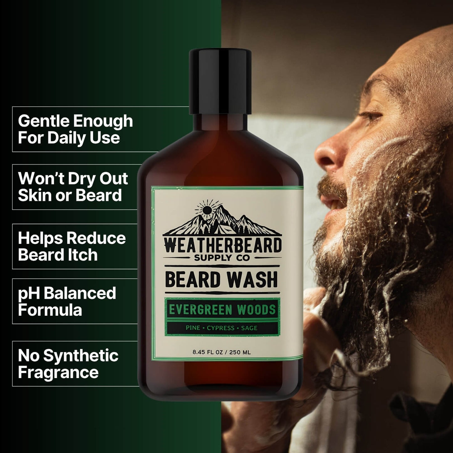 Evergreen Woods Beard Wash - Pine, Cypress, Sage