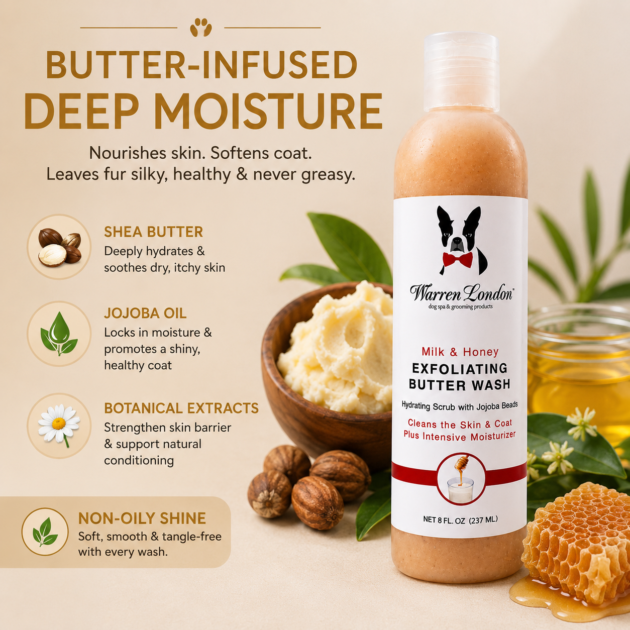 Exfoliating Butter Wash Dog Shampoo Gallons - With Natural Jojoba Beads