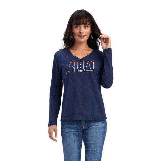 REAL Chest Logo LS Tee-Navy Heather