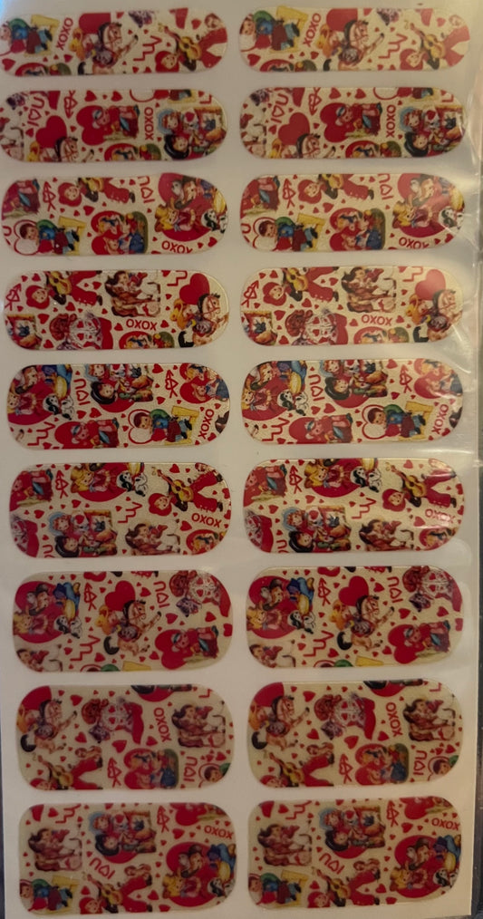 Vintage Valentine Nail Polish Strips