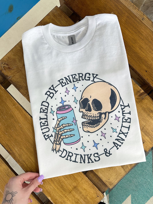 Energy Drinks & Anxiety TEE or CREWNECK