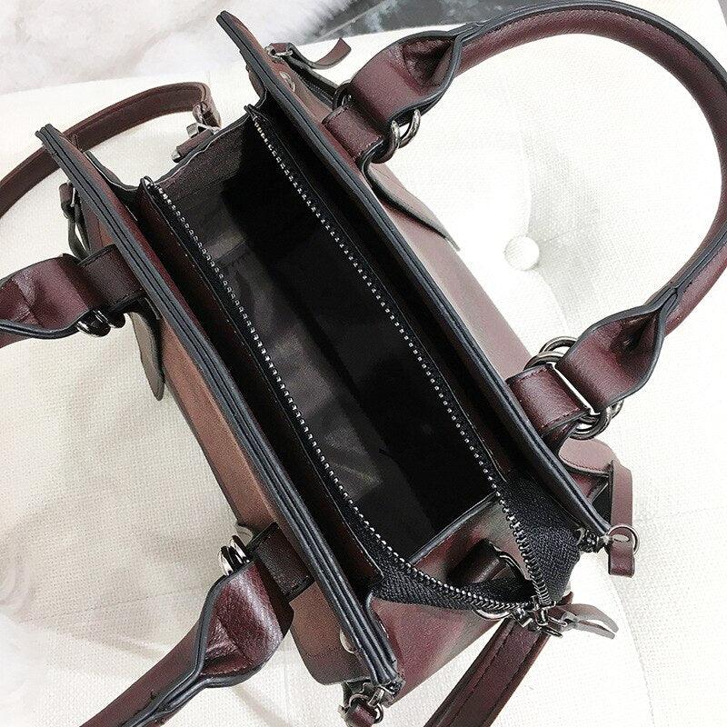 Vintage Leather Handbag Shoulder Bag | Luxury Handcrafted with Zipper Closure