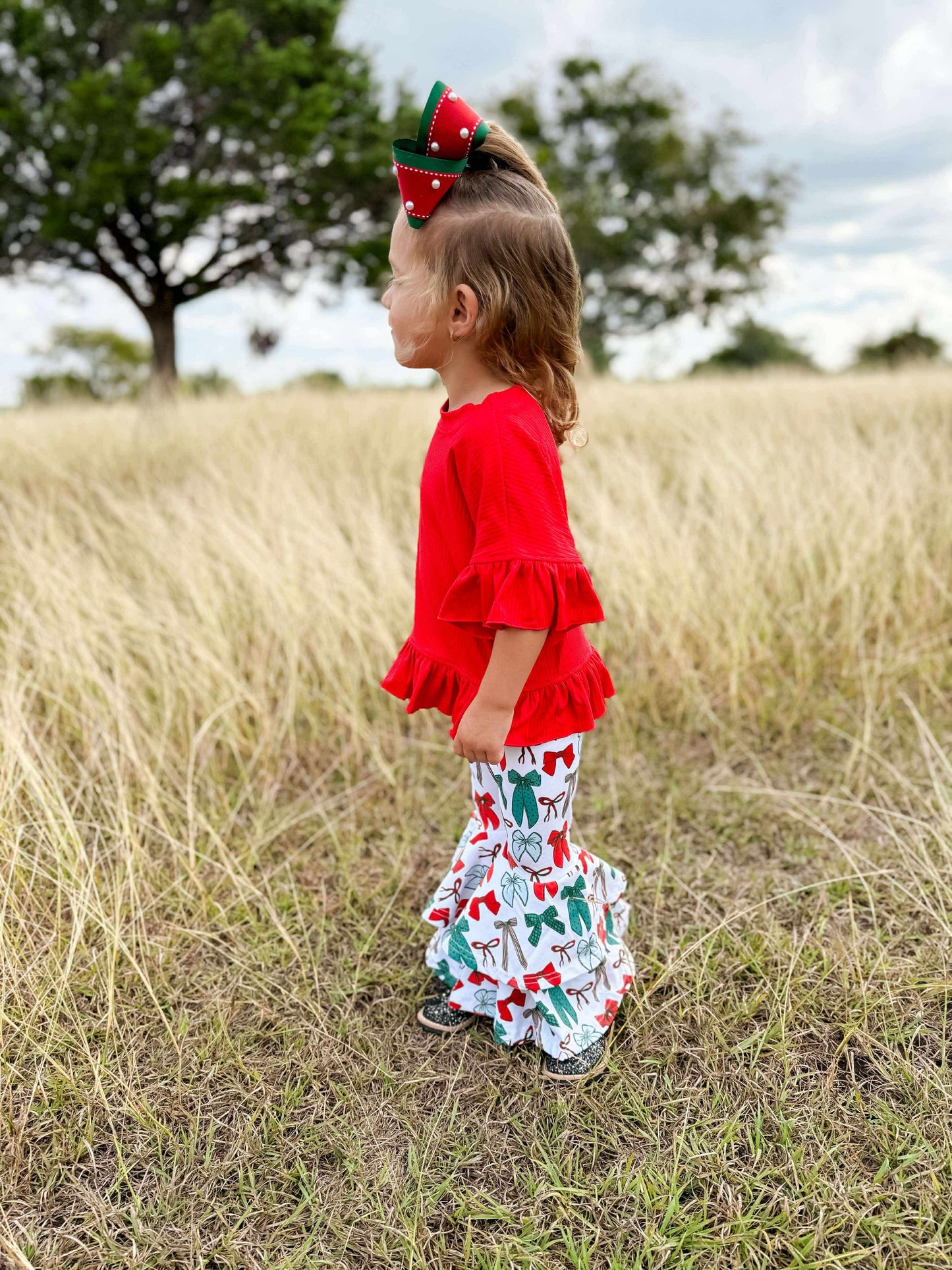 Rodeo Red ruffle top  (FINAL SALE)