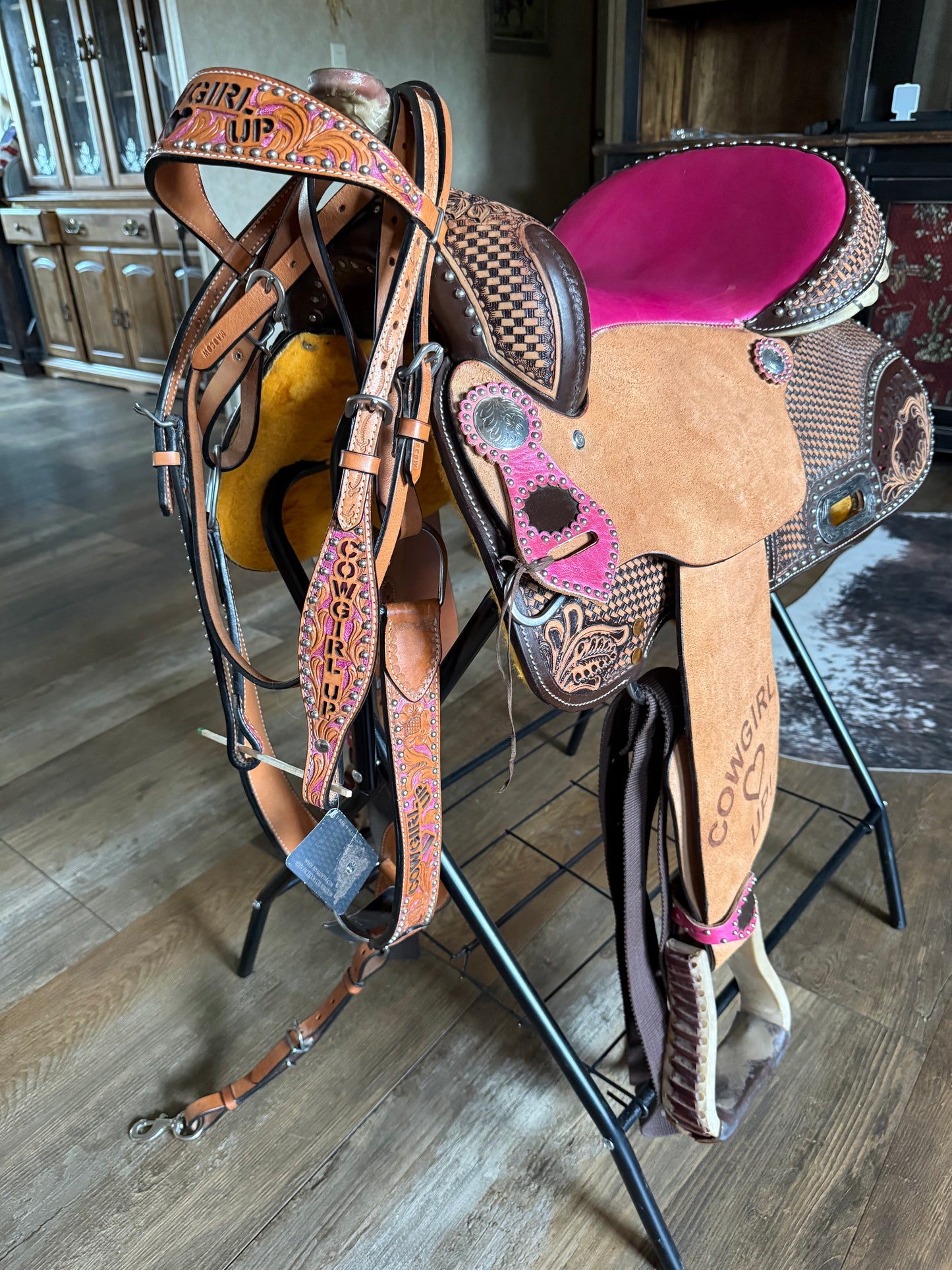 Cowgirl Up 16” saddle Bridle & Brest collar package