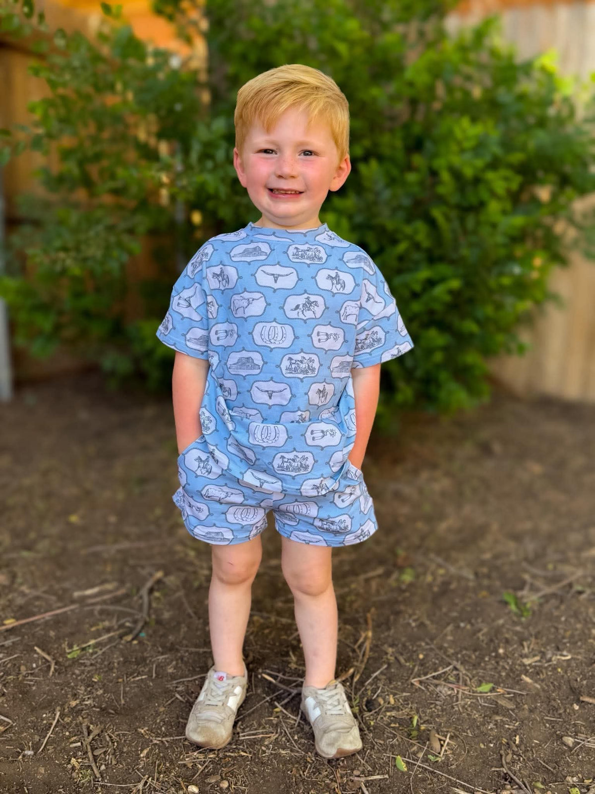 Blue western short set  (FINAL SALE)