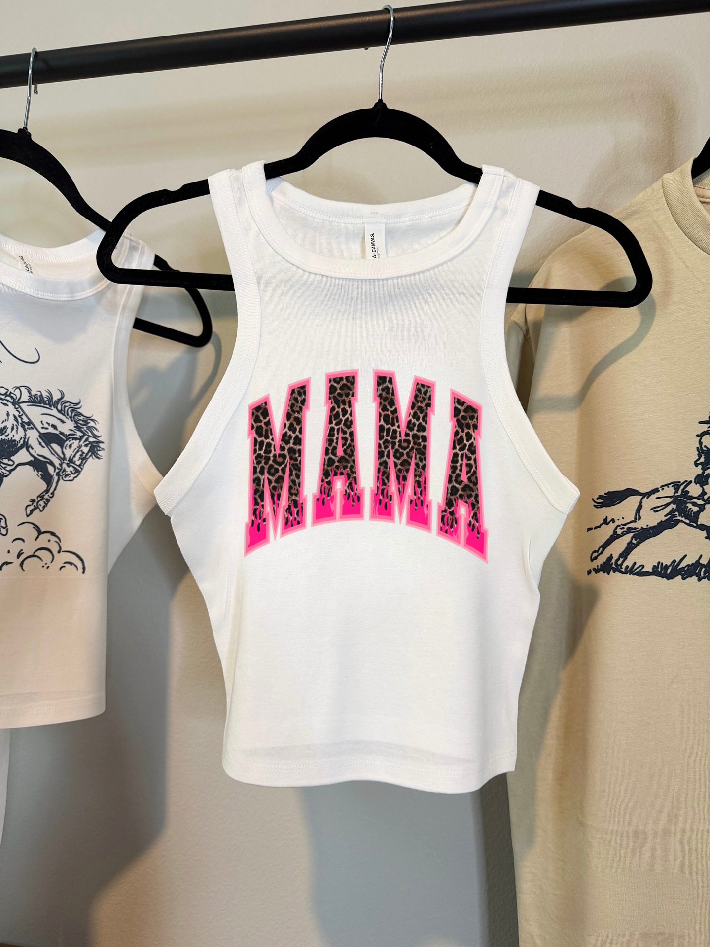 Leopard & Flames Mama Cropped Tank