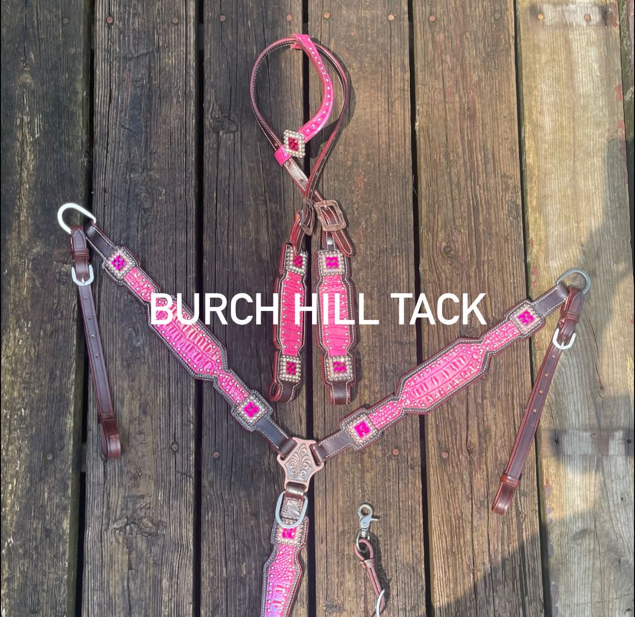 Western Horse Tack Set | Made to Order | Hot Pink Alligator Accent (BHT007)