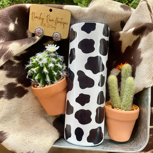 Cow Print Boho Western 20oz Skinny Tumbler
