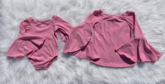 Light Pink Bell Sleeve Leo/Top