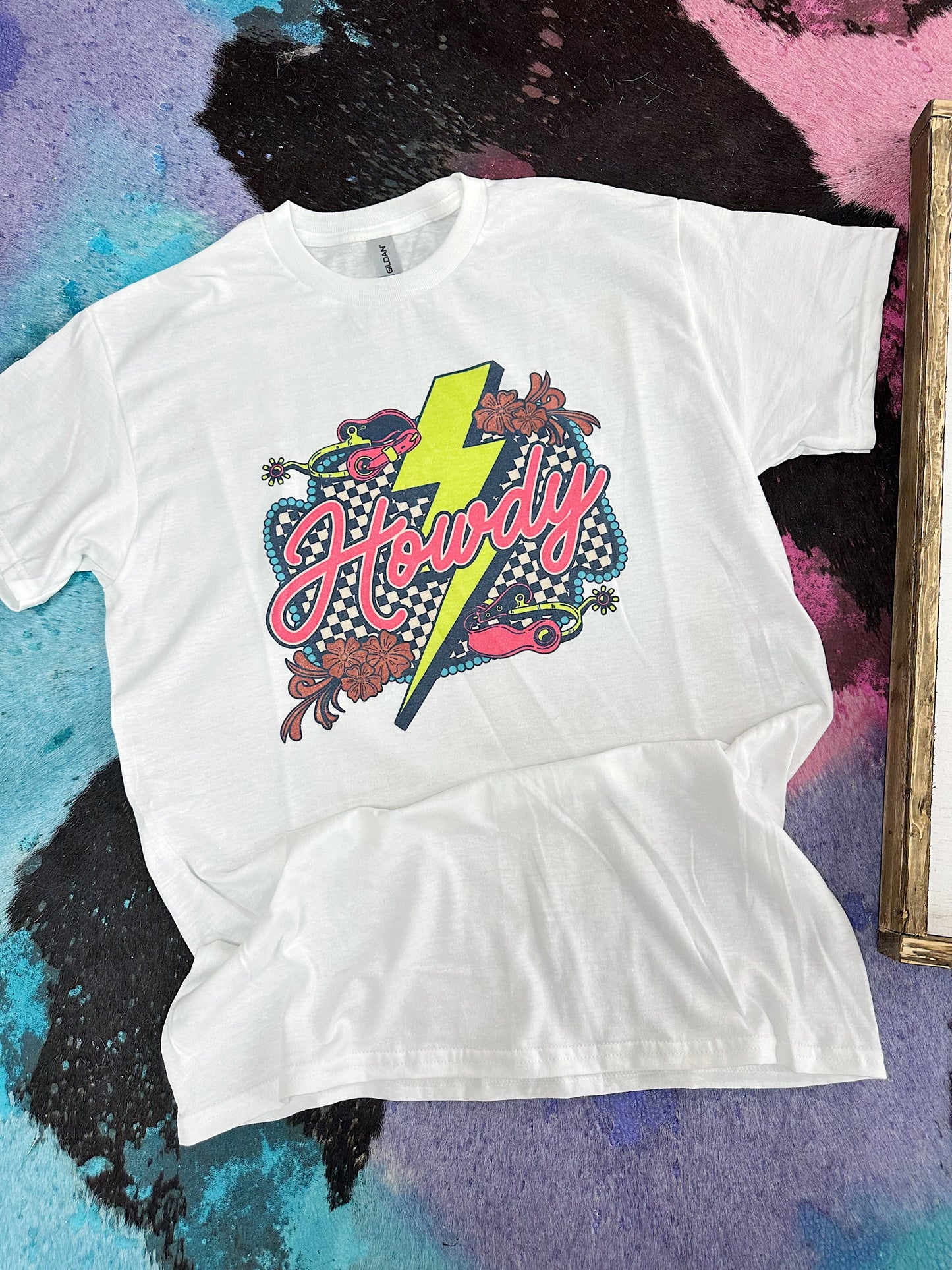 Neon Howdy TEE or CREWNECK