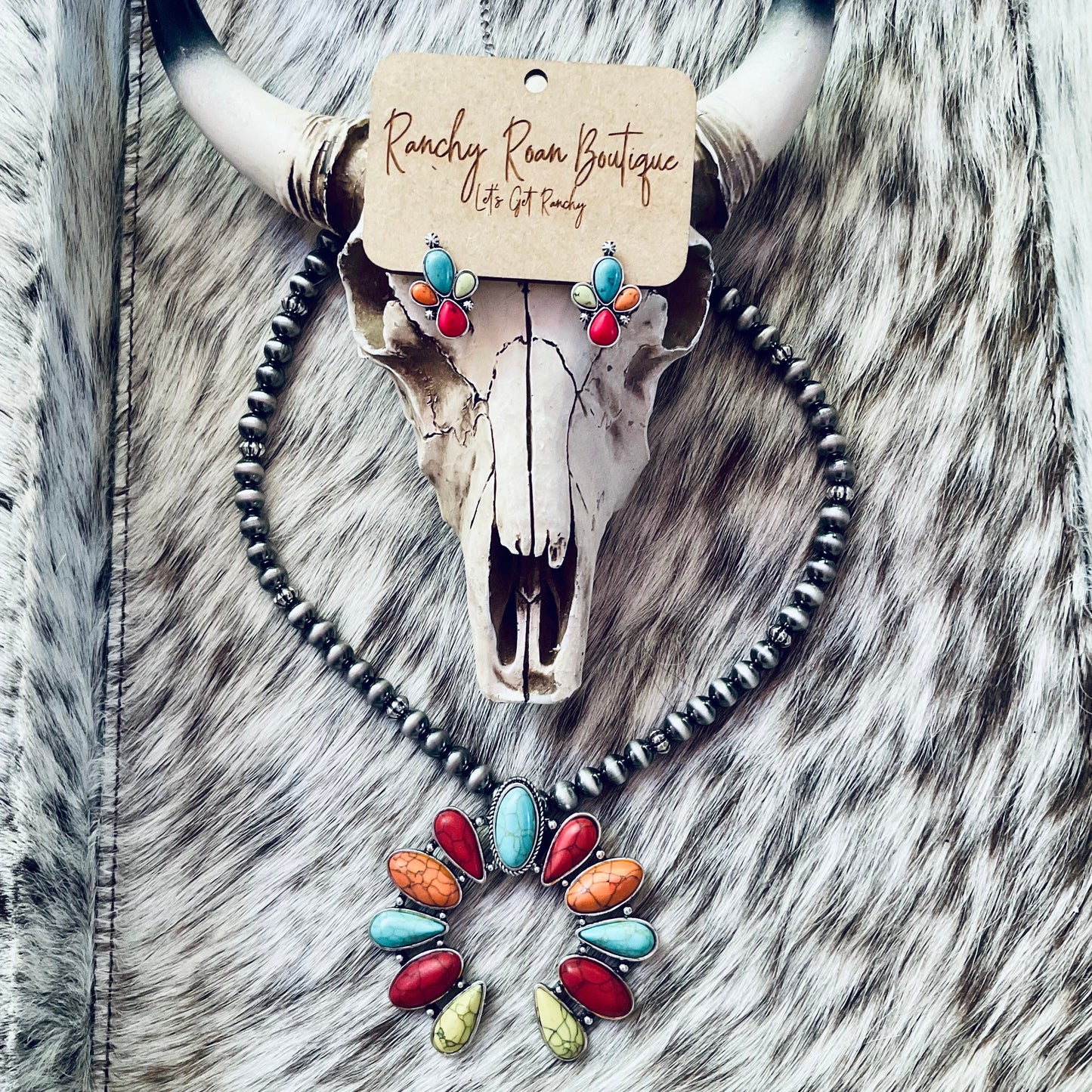Multi Colored  Tri Stone Western Studs