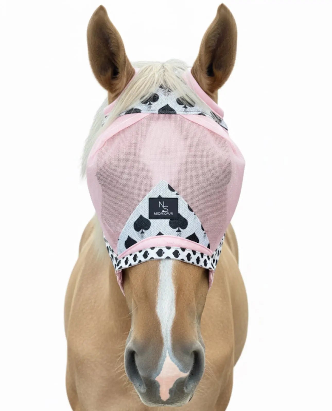 Smokin Spades Fly Mask - Baby Pink Mesh - Std/Full Size