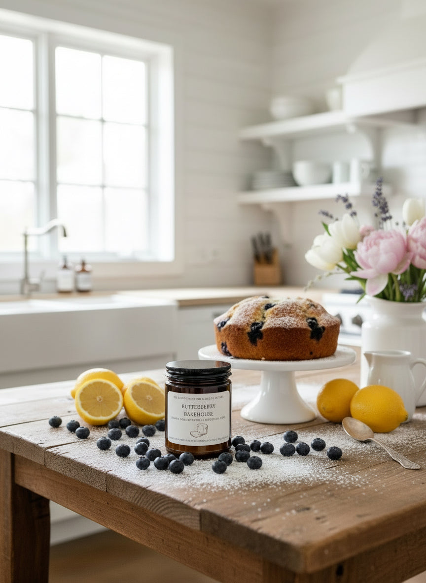 Butterberry Bakehouse 9oz Spring Candle – Blueberry Crumble & Lemon Pound Cake Scent