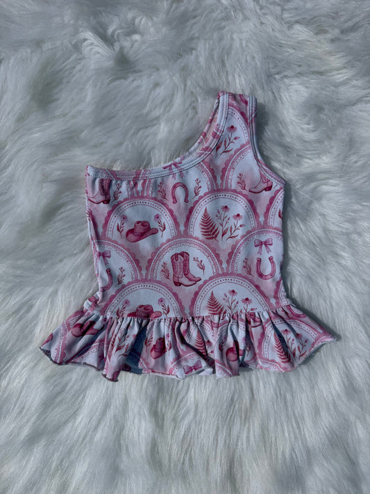 Cowgirl Up One Shoulder Top  (FINAL SALE)