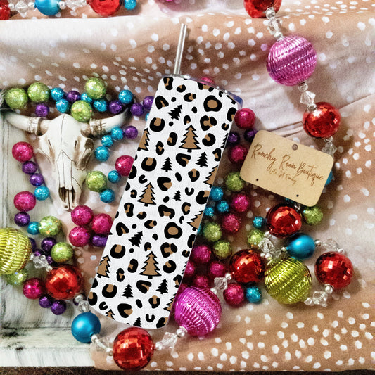 Christmas Leopard Western 20oz Skinny Tumbler