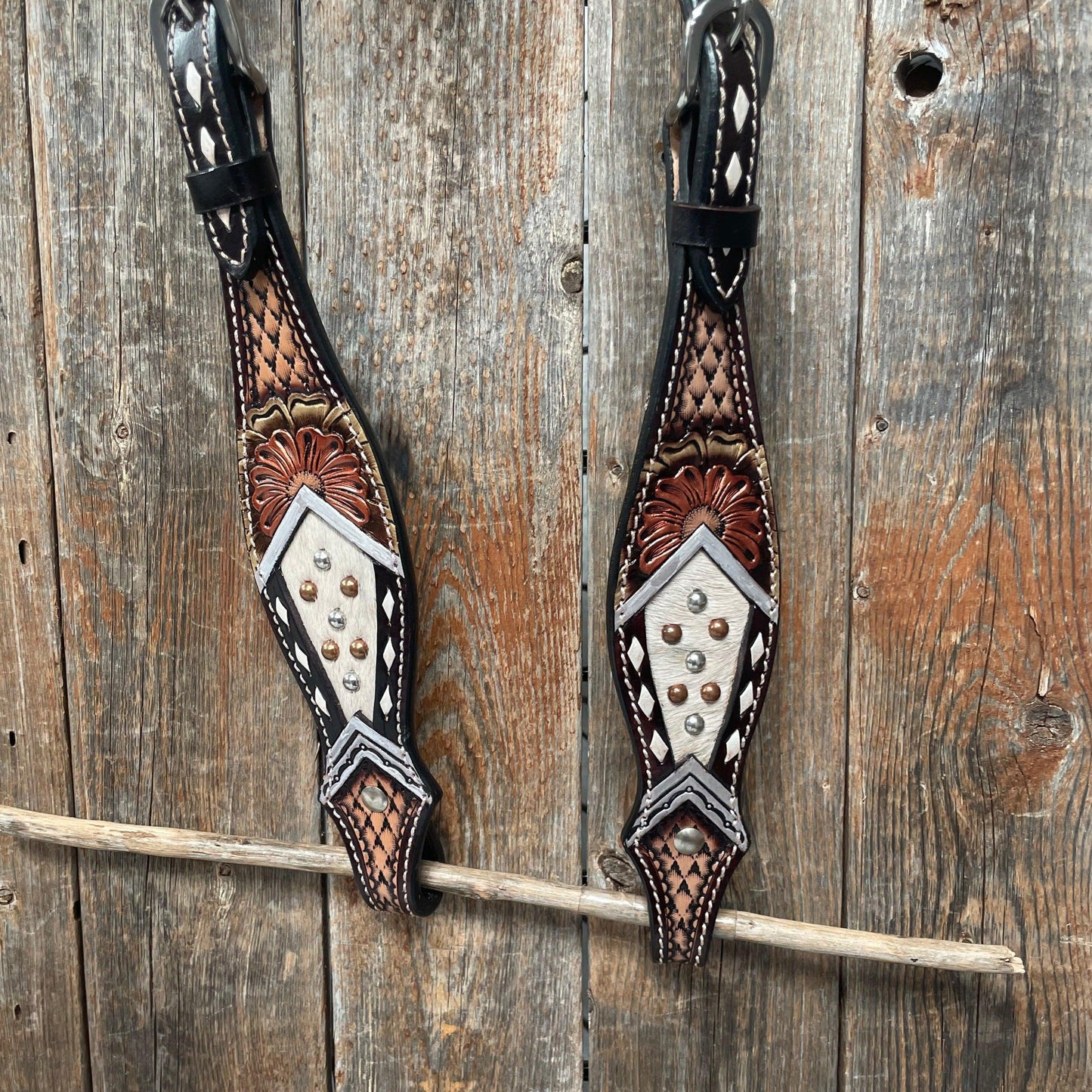 Dark Oil Cowhide One Ear Headstall / Bridle #FK102