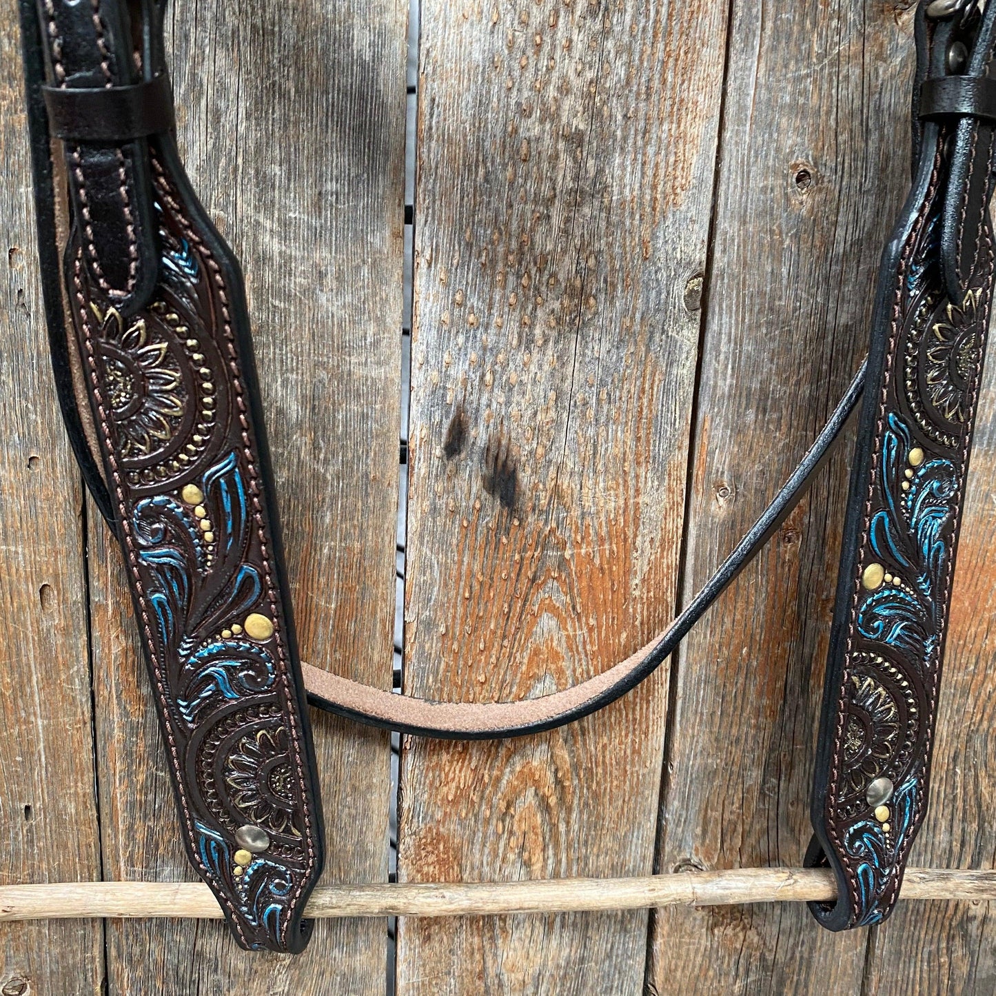 Dark Oil Floral Hand Painted Browband Headstall / Bridle #FK106