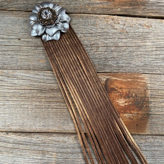 Leather Silver Carnation with Copper Fringe