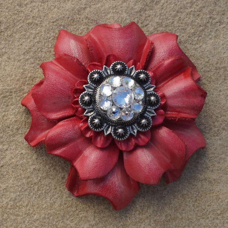 Pink Carnation Flower With Antique Silver Clear 1" Concho