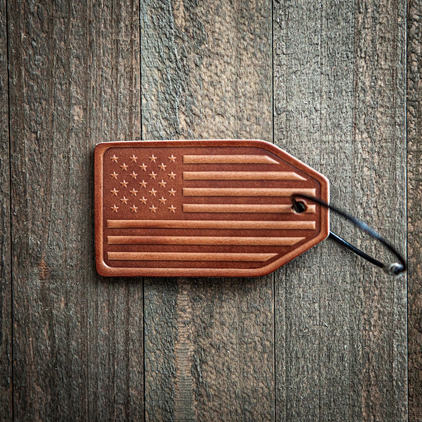 American Flag Leather Luggage Tag