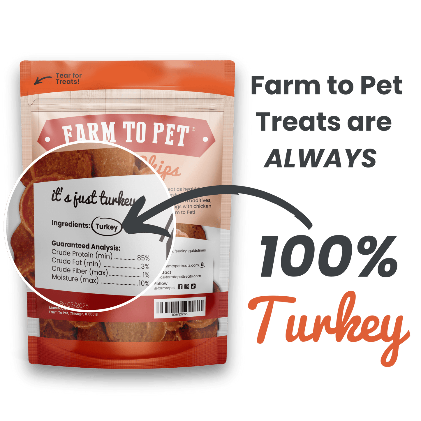 Turkey Chips for Dogs | All-Natural Single-Ingredient Healthy Dog Treats