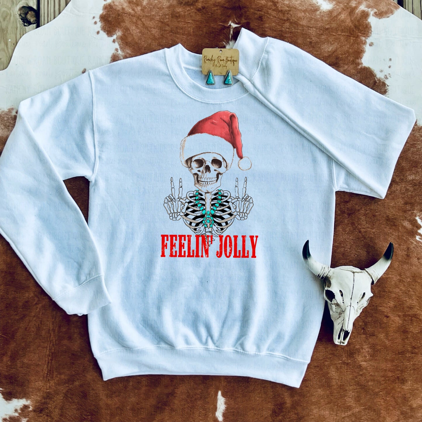 Feelin’ Jolly Western Christmas Skelly Sweatshirt