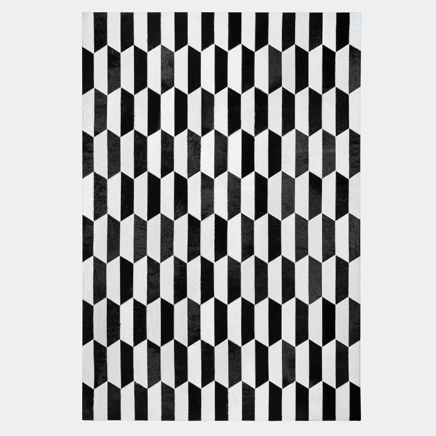 Figaro Black and White Patchwork Cowhide Rug