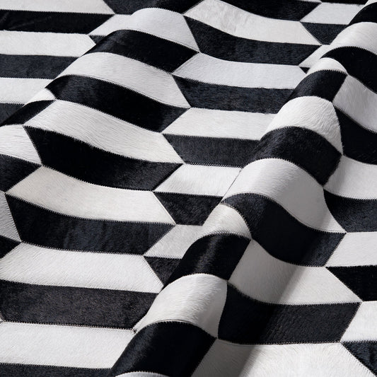 Figaro Black and White Patchwork Cowhide Rug