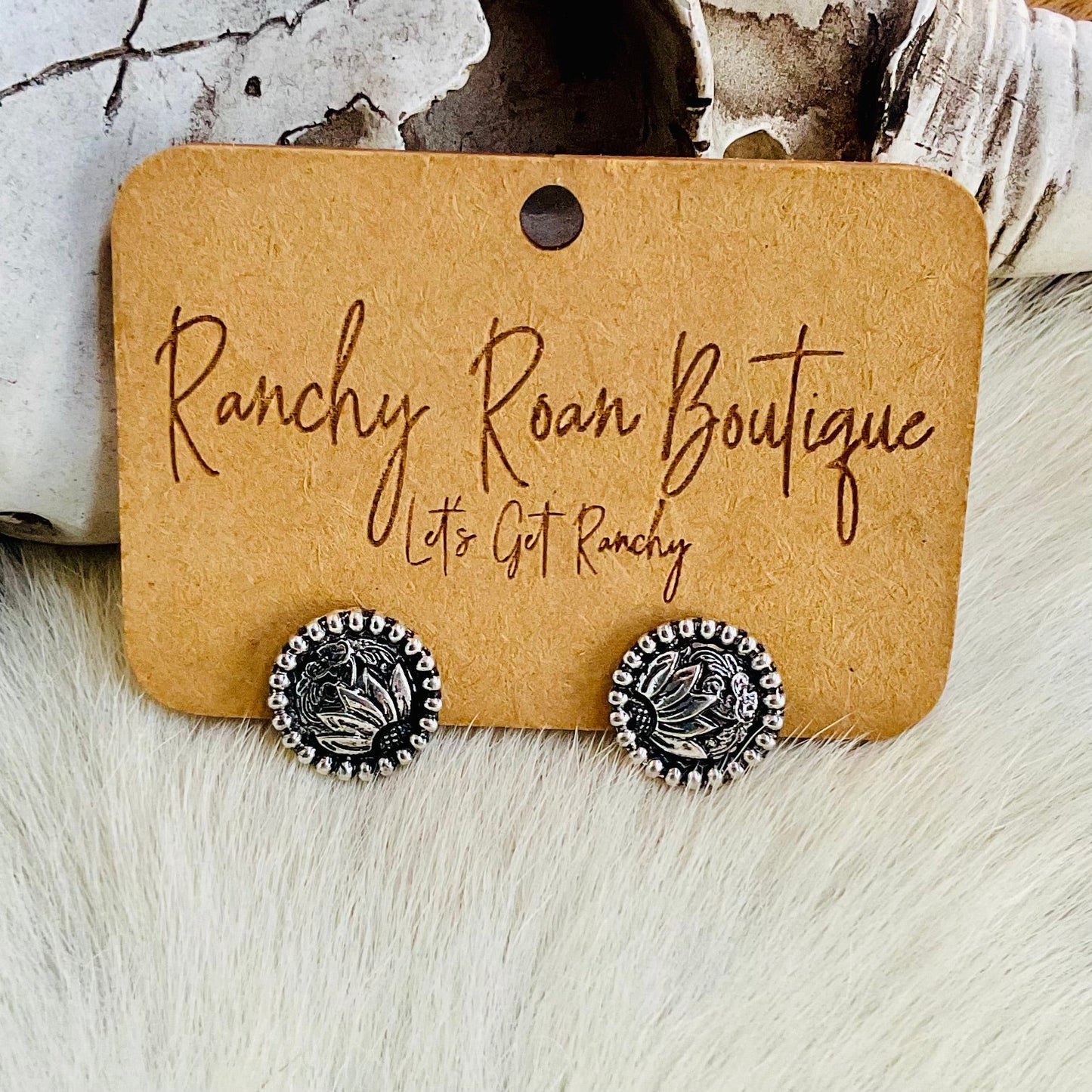 Filigree Sunflower Stud Earrings