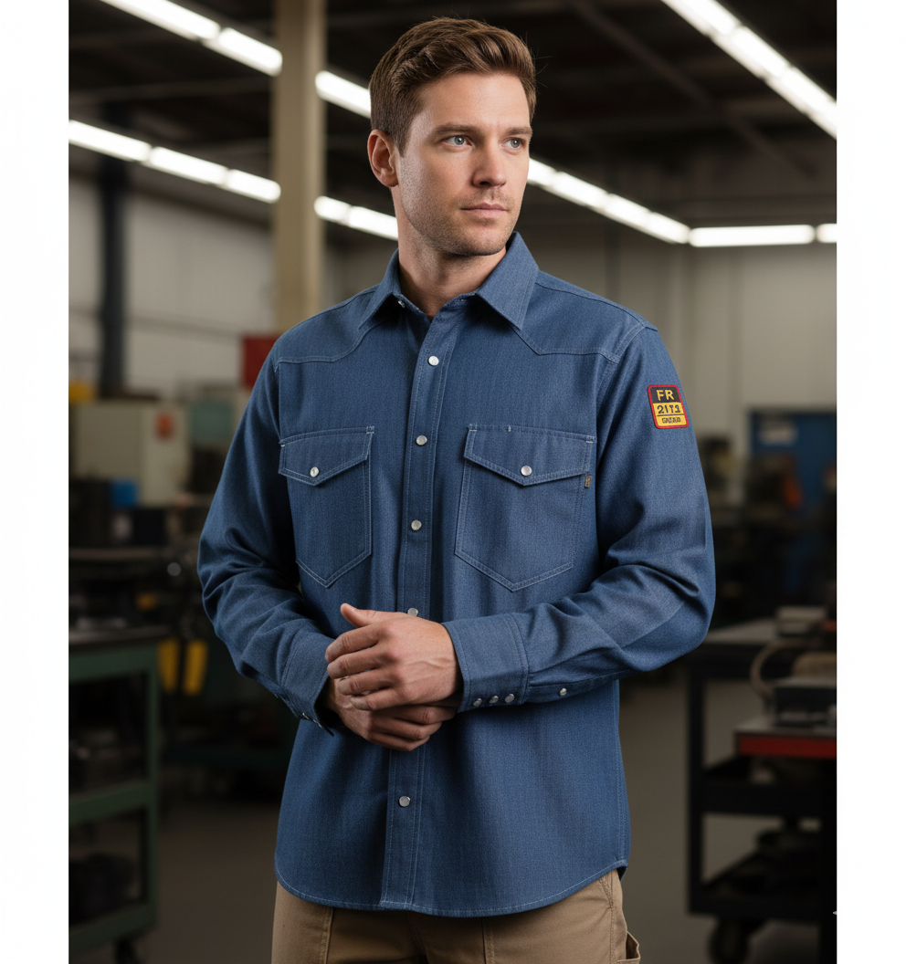 Flame Resistant FR Denim Shirt - 100% C