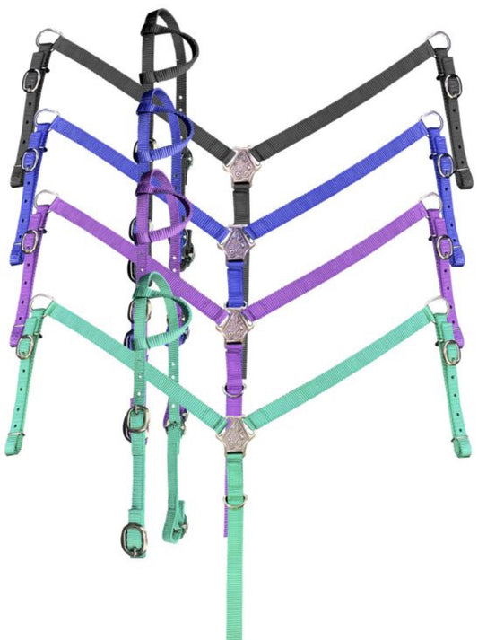 Showman Nylon One ear Headstall and Breast collar set