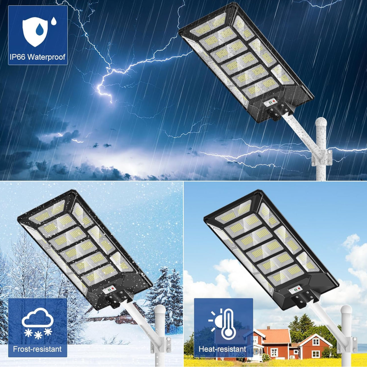 3800W Solar Street Lights Outdoor Waterproof 6500K Dusk to Dawn 180000 Lumen Motion Sensor Super Bright Solar Parking Lot Light