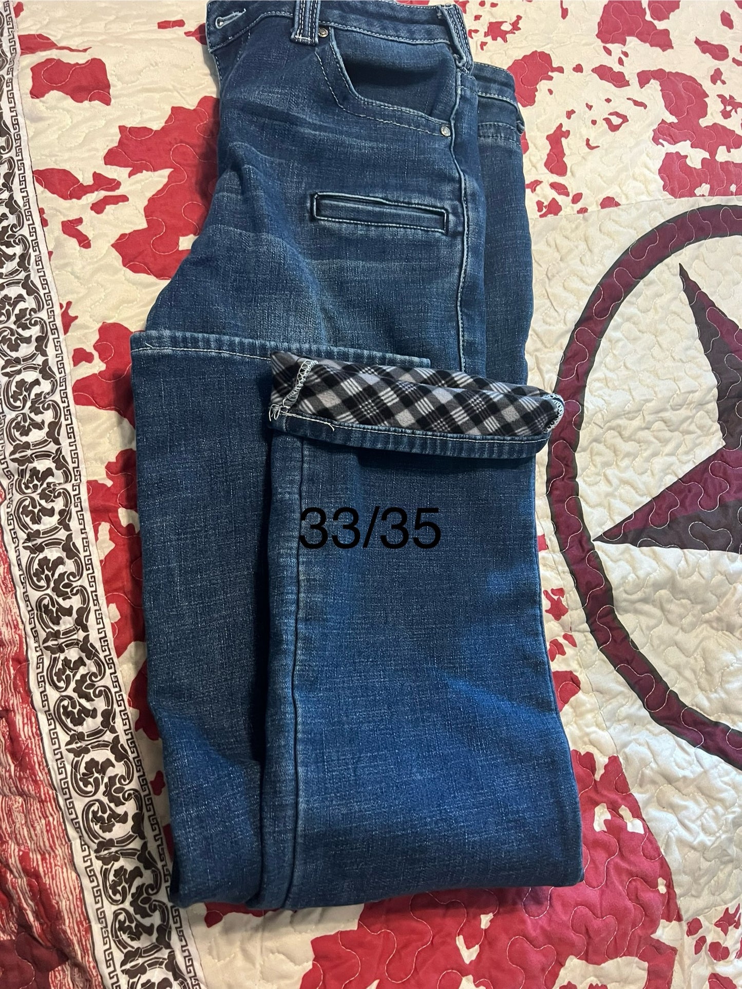 Flannel Cowgirl Tuff Jeans 33/35 gently used