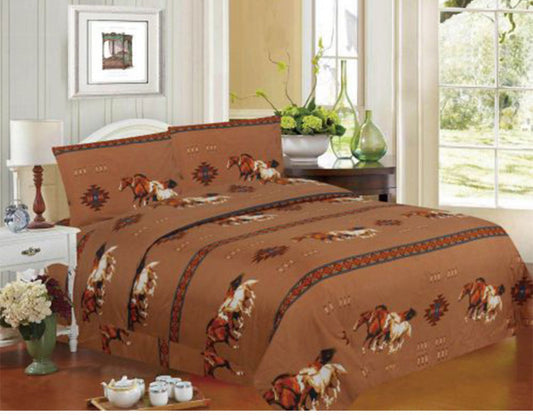 King  Tan Running Horse Sheet Set