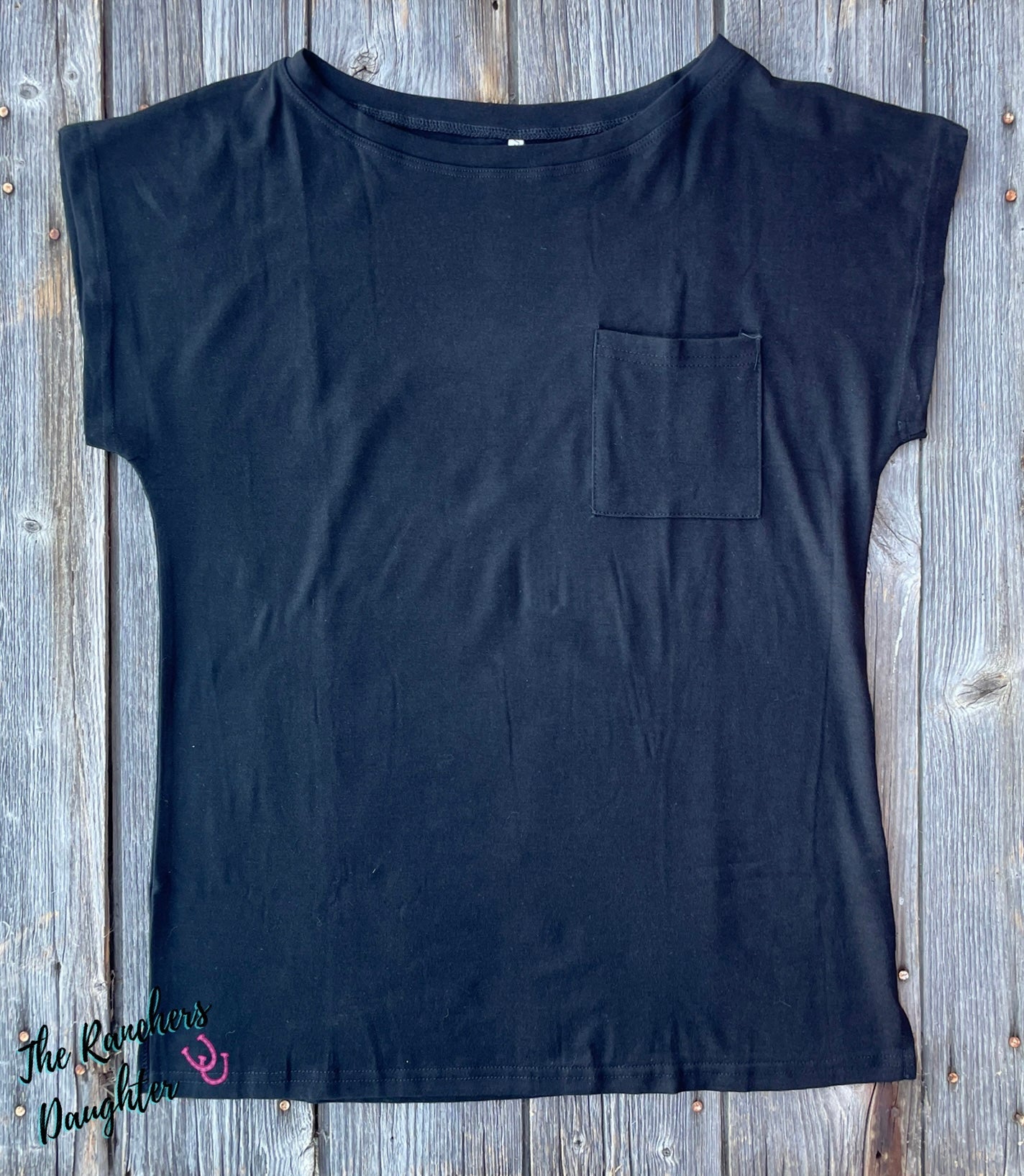 Loose Fit Cap Sleeve Tee - Black