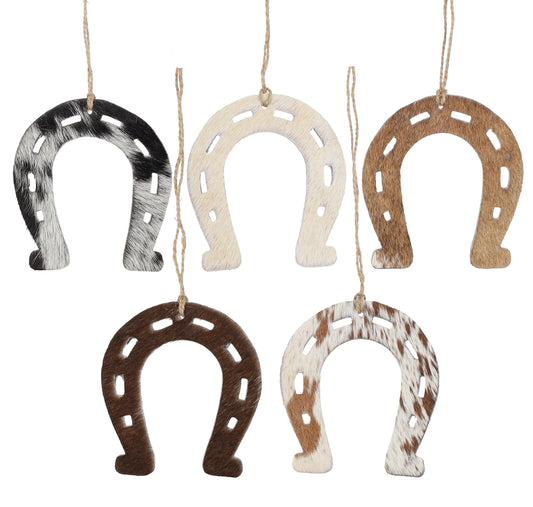 Horseshoe cowhide ornament