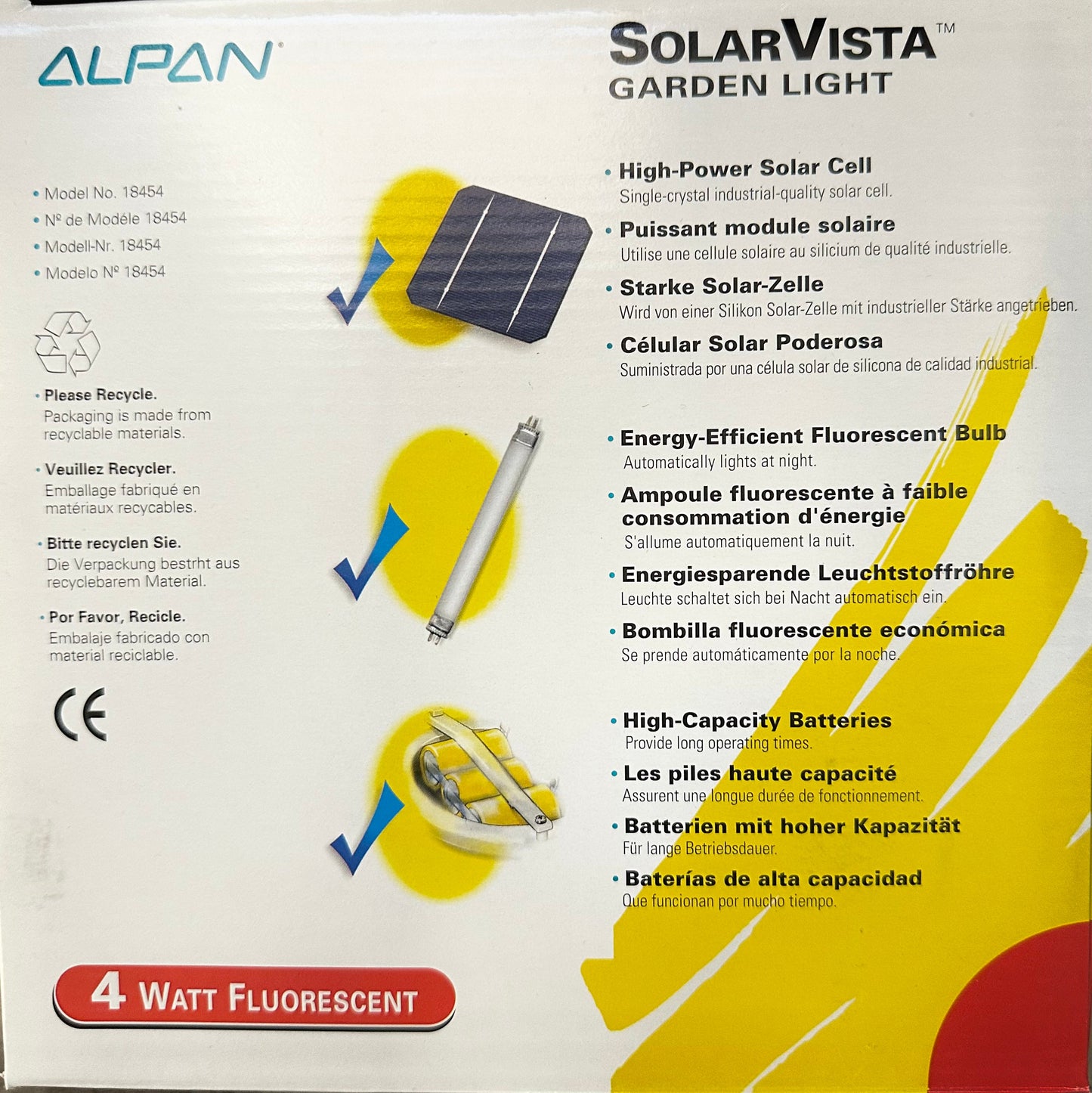 Siemens Vintage Bollard Solar Pathway Light 4 Watt 100 Lumen With Fluorescent Bulb 4 Pack