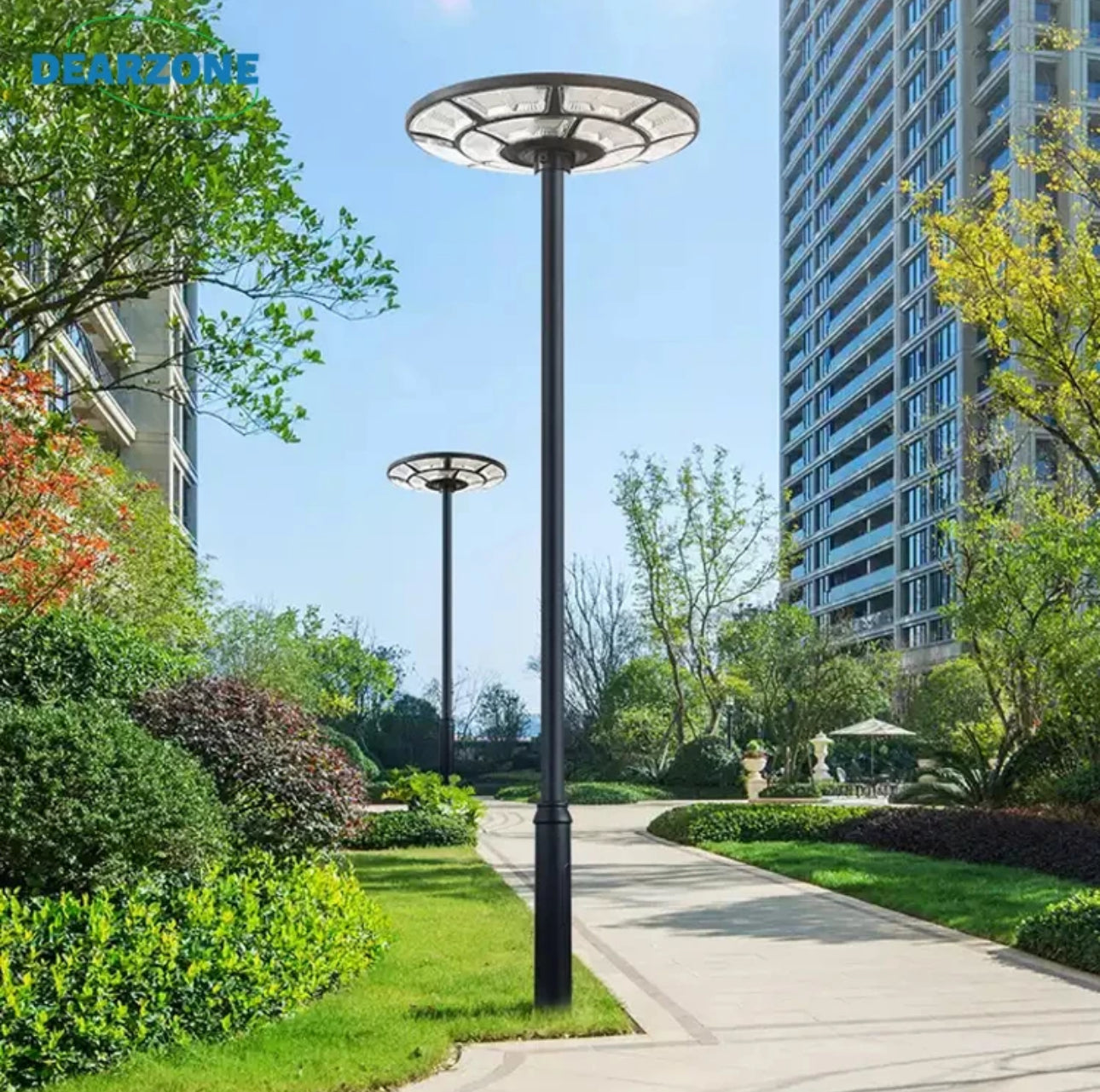2500W Solar Outdoor Light Round 360° Wide Angle UFO Garden Pole And Wall Street Lights with Remote