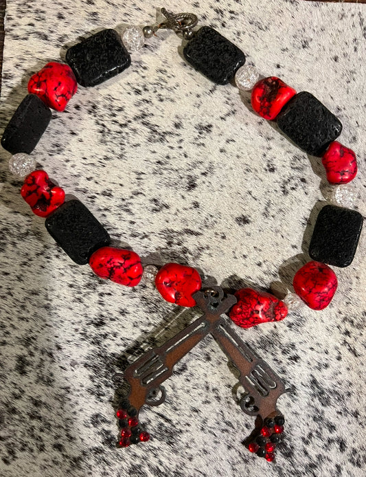 Double Pistol Necklace