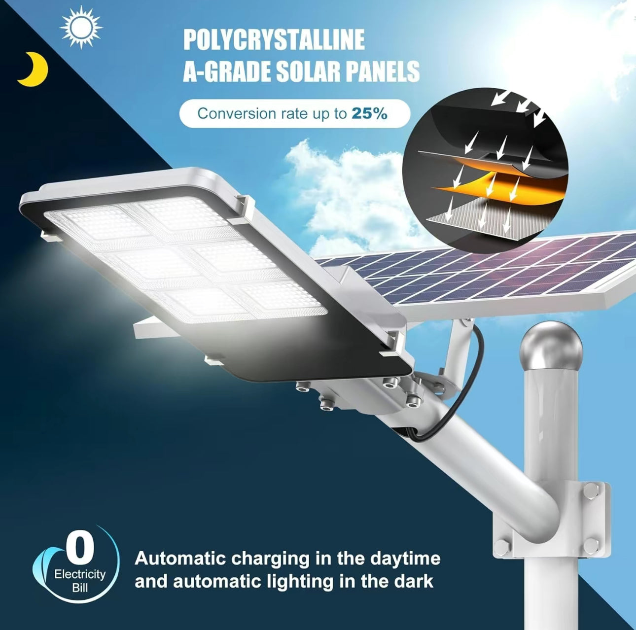 3800W Tri-Color Solar Street Lights Outdoor - Multi-Color
Adjustable Lighting - 7000K LED Street Light with Remote Control - Ideal for Parking Lot, Yard, Plaza - solar parking lot lights