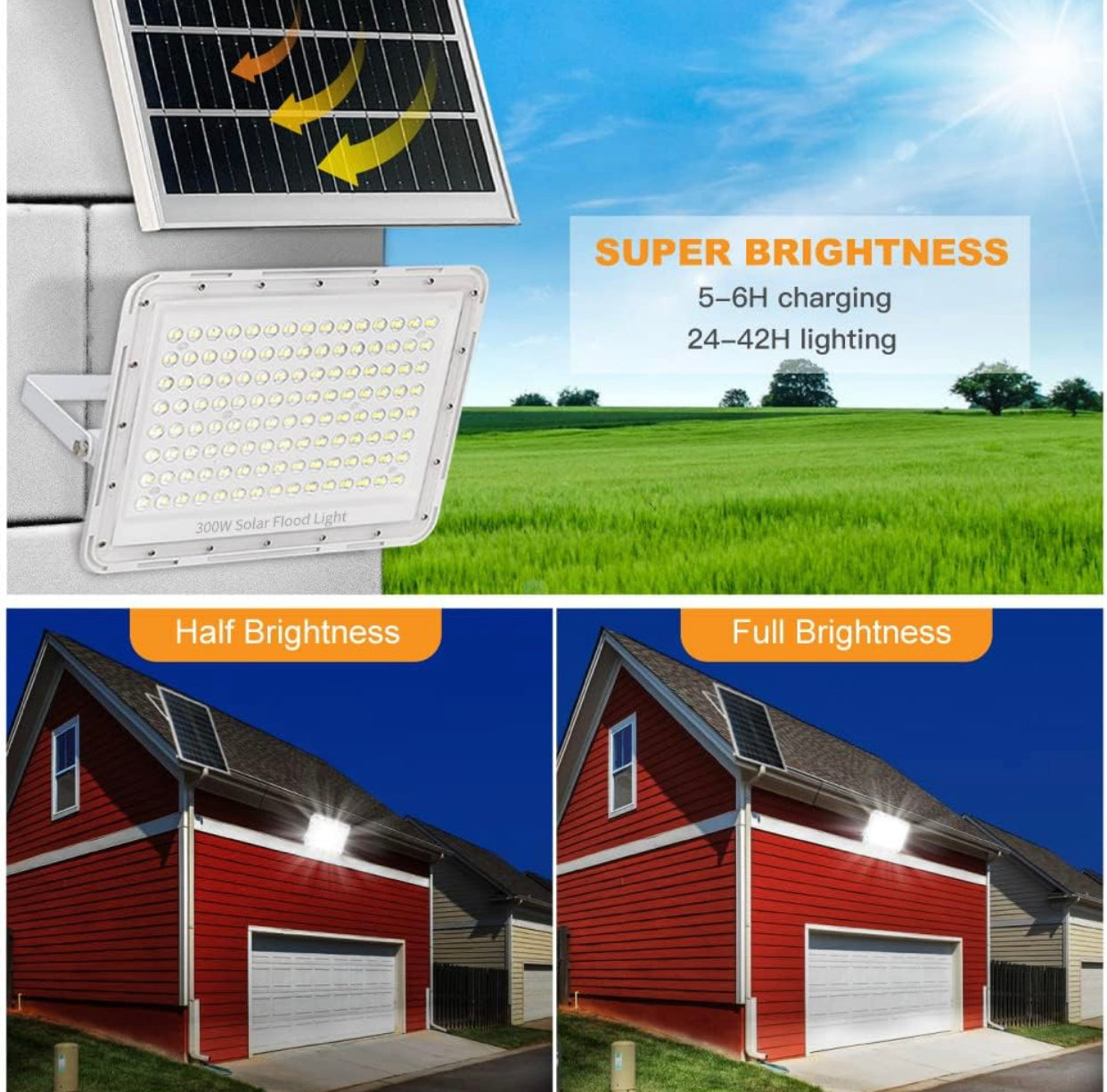 2300W LED Solar Flood Lights,24000LM Street Flood Light Waterproof with Remote Control