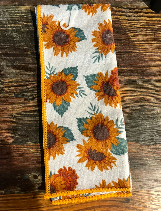 Reversible Microfiber Kitchen Towel - Sunflowers / Wheat