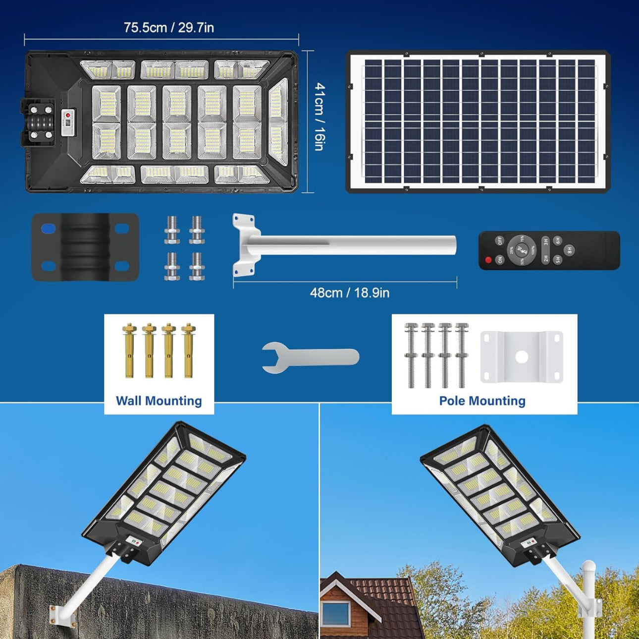 3800W Solar Street Lights Outdoor Waterproof 6500K Dusk to Dawn 180000 Lumen Motion Sensor Super Bright Solar Parking Lot Light