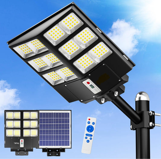 3600W Commercial Solar Street Light , 120000LM Parking Lot Light Commercial Dusk to Dawn With Remote