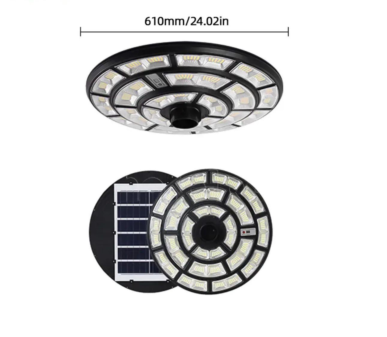 2500W Solar Outdoor Light Round 360° Wide Angle UFO Garden Pole And Wall Street Lights with Remote