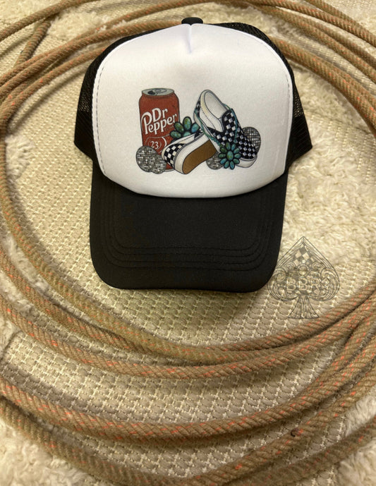 Dr Pep-per & checkered shoes Trucker Hat