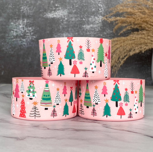 PINK CHRISTMAS TREES Tumbler Boot -fits 20-40oz