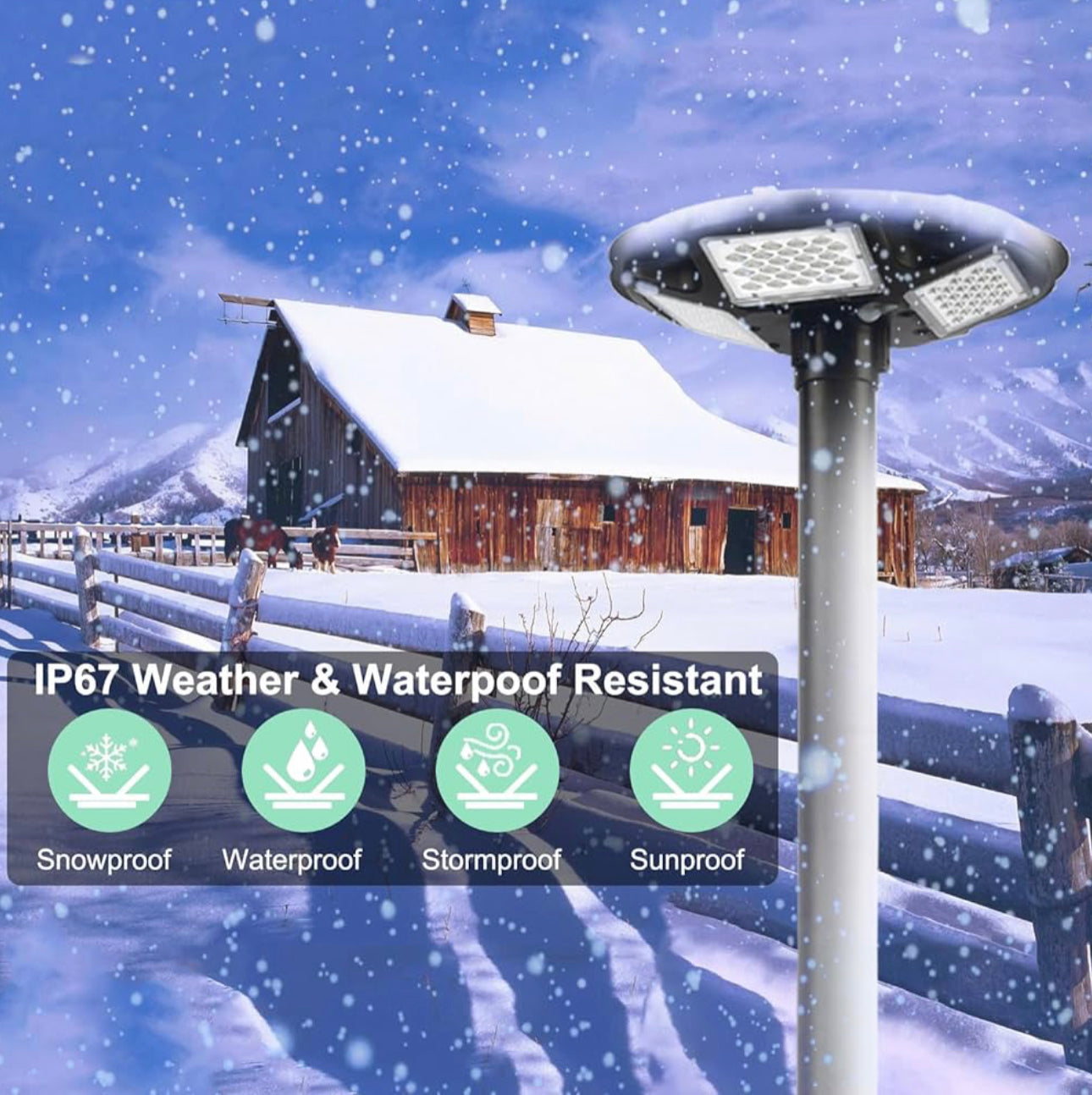 3500W Commercial Solar Flag Pole Outdoor Lamp Post Light with 98 inch Pole IP67 Waterproof With Remote