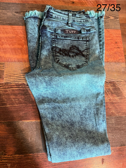 Turquoise Gem Cowgirl Tuff Jeans 27/35 Brand New
